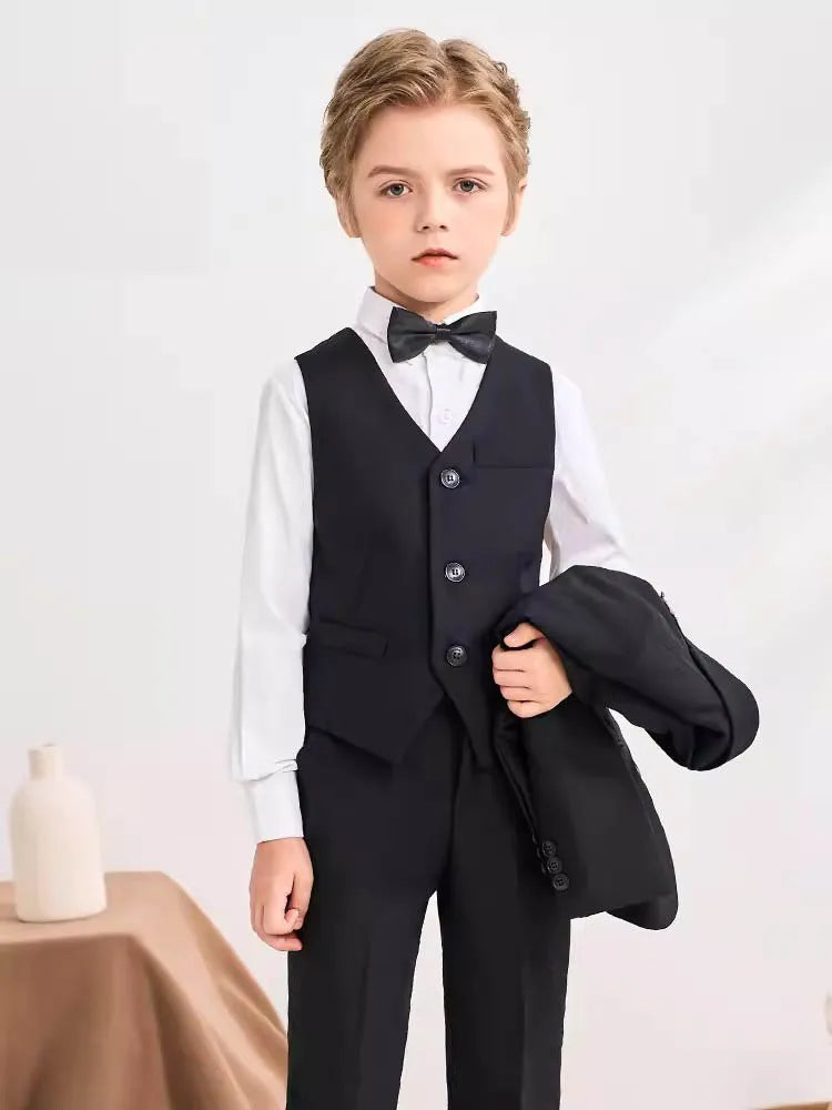 Flower Boys Formal Tuxedo Suit - Kids Wedding Ceremony Blazer Costume for Teens - Party & Photography Performance Outfit