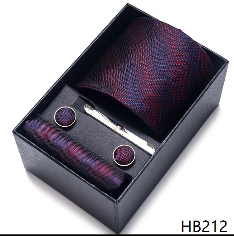 Mix Colors Wedding Gift Tie & Pocket Squares Set – 2023 New Style Necktie Box with Blue Paisley Design HB212