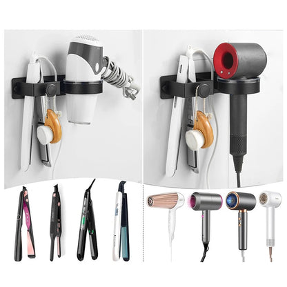 Wall Mounted Hair Dryer Bracket Without Holes, Bathroom Hair Dryer Storage Rack, Straightener, Clip, Ironing Board, Storage Rack