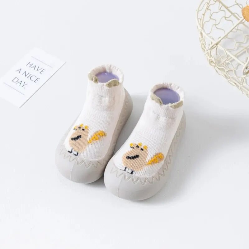 2024 New Rubber Sole Non-Slip Newborn Toddler Shoes Children's Socks Baby Indoor Shoes Cute khaki-songshu