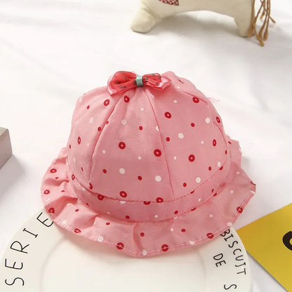 Spring/Summer Baby Girl Sun Hat Cute Dot Print Adjustable Neonatal Pink Hat Children's Headwear Accessories red 1pc