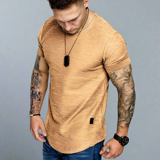 Summer Mens Lightweight T-shirt Short Sleeve Jogging Basic Solid Collar Crew Neck Tshirts Sport Tops