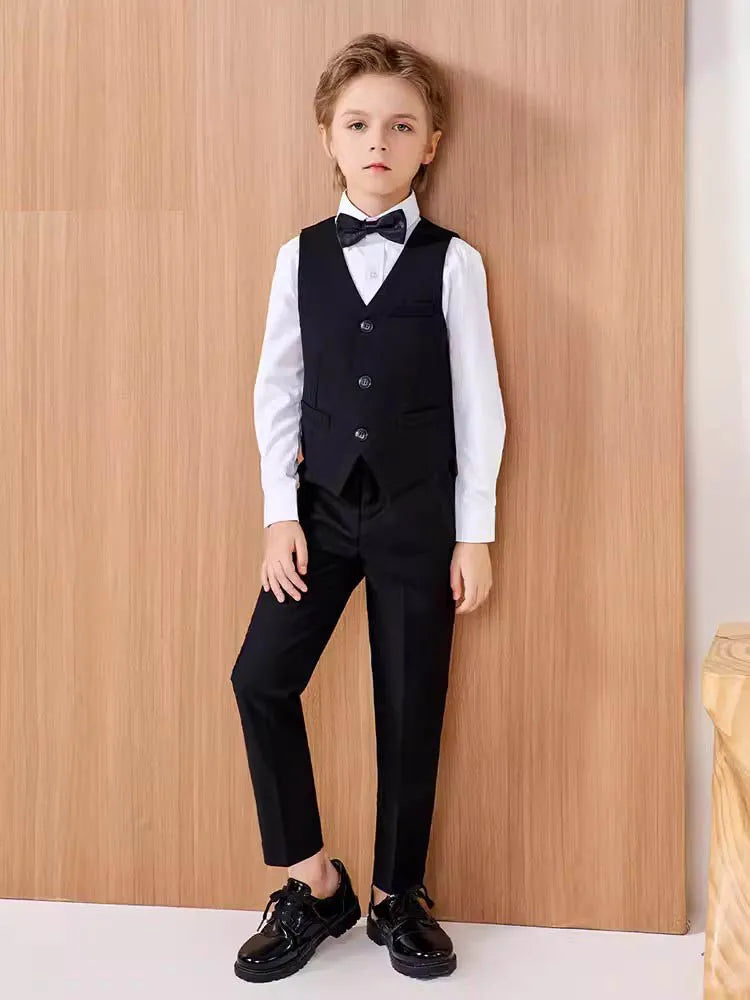 Flower Boys Formal Tuxedo Suit - Kids Wedding Ceremony Blazer Costume for Teens - Party & Photography Performance Outfit