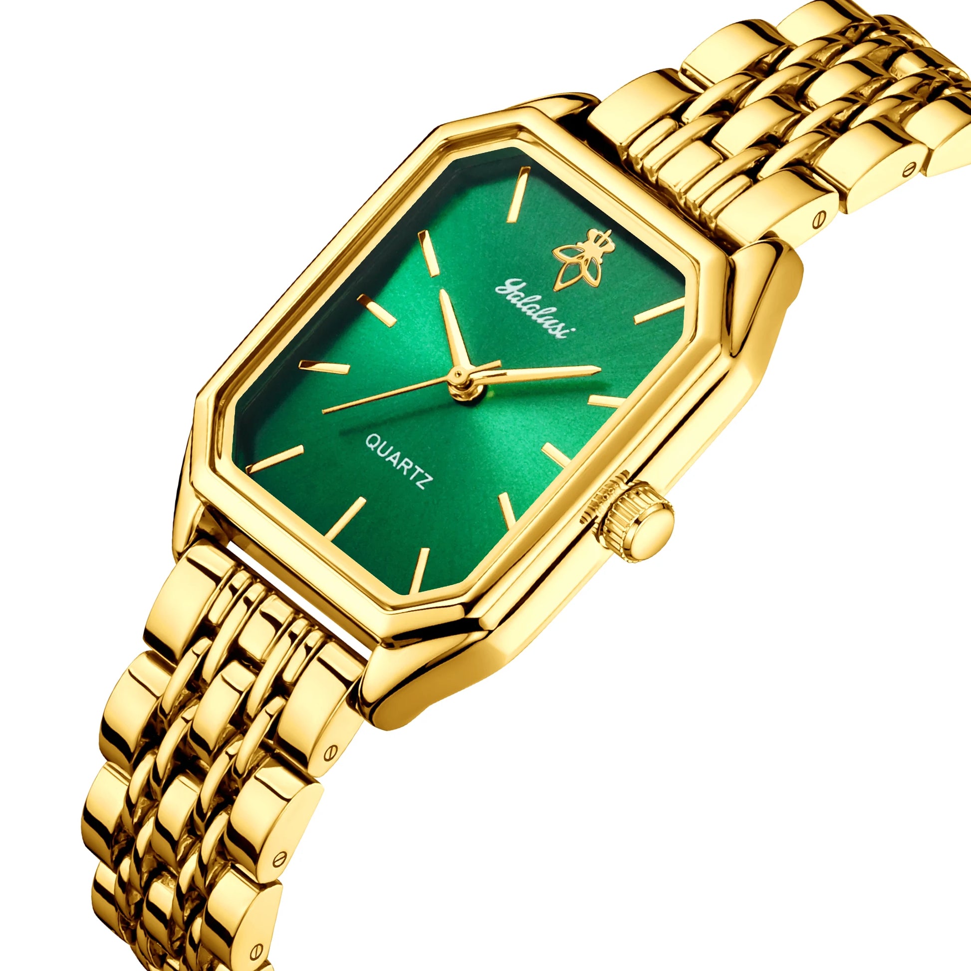 YaLaLuSi Women's Gold-Plated Quartz Watch - Water-Resistant, Butterfly Clasp, Gift Box Included