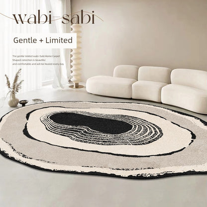 Special-Shaped Ruffle Asymmetrical Carpet | Bedroom & Living Room | Washable, Erasable, Loop Velvet Design Gentle -15859 240*360cm (suitable for 4 people or L-type sofa)