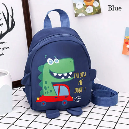 Boys Girls Cartoon Dinosaur Safety Harness Anti-lost Backpacks School Bags Toddler Rucksack Kindergarten Schoolbag blue