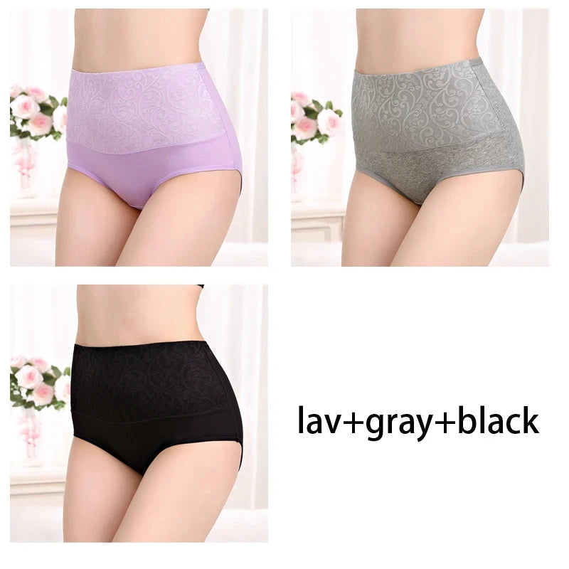 L-5XL Female Underwear Postpartum Recovery Briefs for Ladies High Waist Panties for Women Sexy Lingeries Plus Size 3Pcs/Lot NK81-BK-LAV-GY