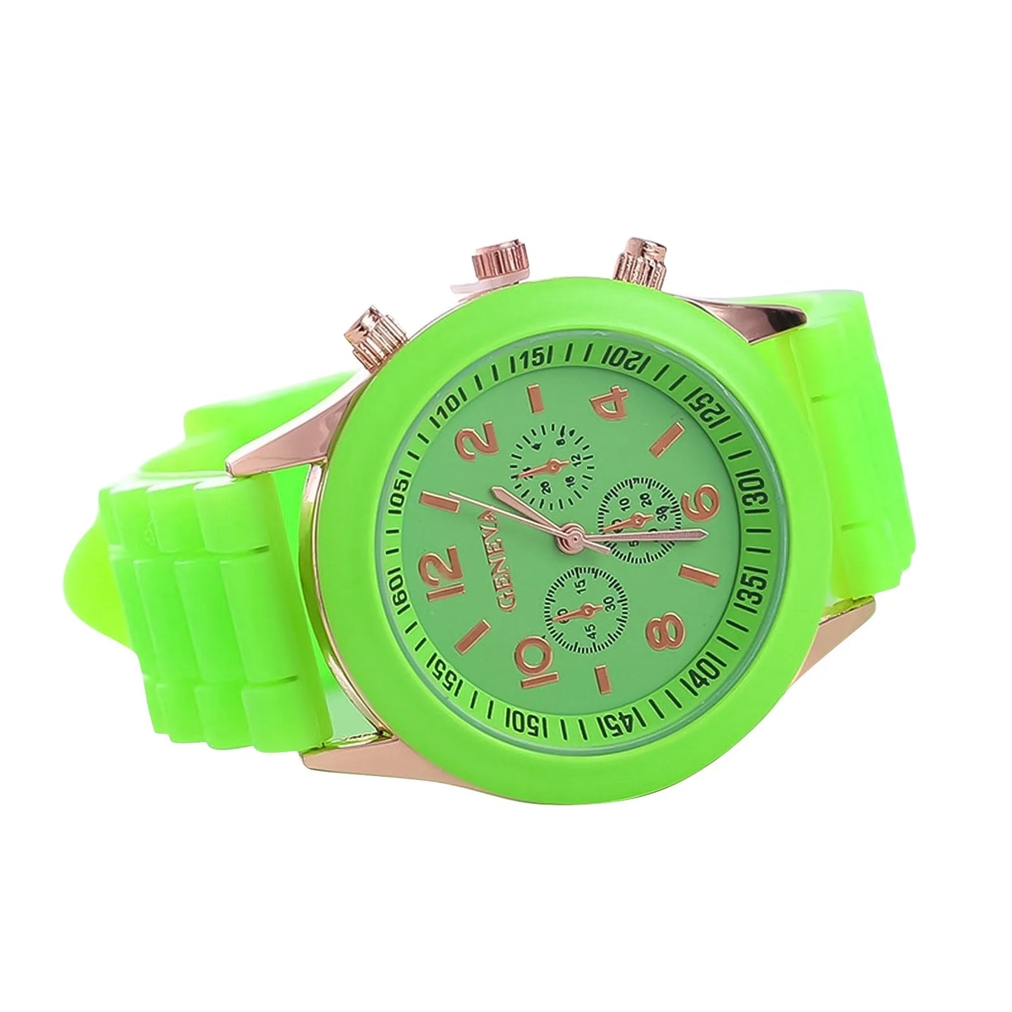 Fashion Women’s White Silicone Jelly Quartz Watch | Stylish Dress Wristwatch, Ideal Gifts for Girls Fluorescent Green