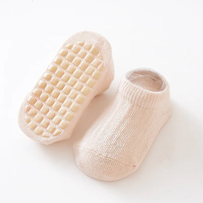 5 pairs Spring Summer Newborn Baby Socks Solid Color Infant Baby Floor Socks Soft Cotton Anti-slip Boat Socks For Girls Boys 0-5 5 pairs E