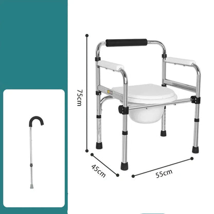 Portable Bedside Potty & Shower Chair for Adults – Foldable Bathroom Stool with Handrails 03