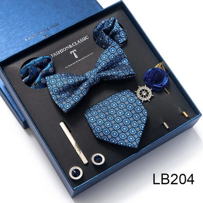 Men's Tie Set Luxury Gift Box Silk Tie Necktie Set 8pcs Inside Packing Festive Present Cravat Pocket Squares Holiday Gift Men LB204