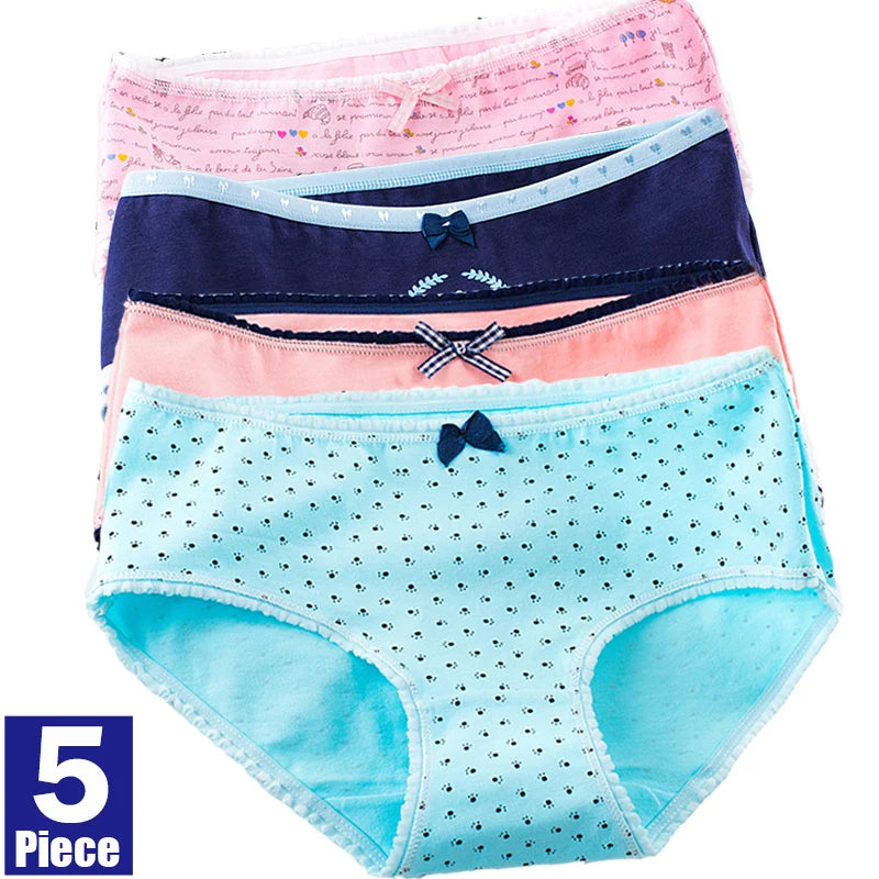 New 5Pcs/Lot Women's Panties Cotton Underwear Plus Size Girls Briefs Calcinha Sexy Lingerie Ladies Panty Female Print Underpant