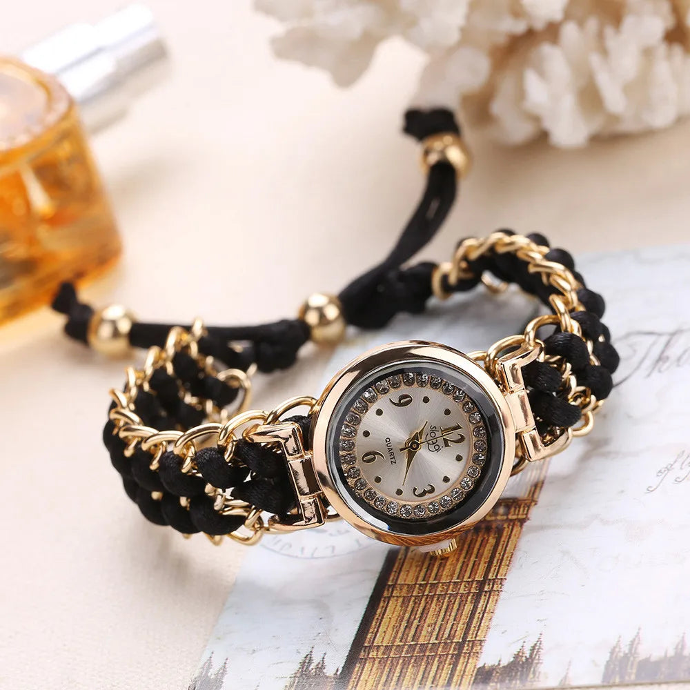 Women’s Knitting Rope Chain Quartz Wristwatch | Fashionable Simple Analog Watch with Sapphire Crystal