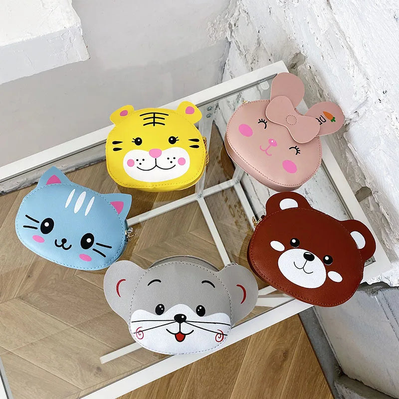 2022 Kids Baby Girls Boys PU Messenger Bag Cartoon Animal Bag Cute Rabbit Snap Shoulder Bag Children's Coin Purse