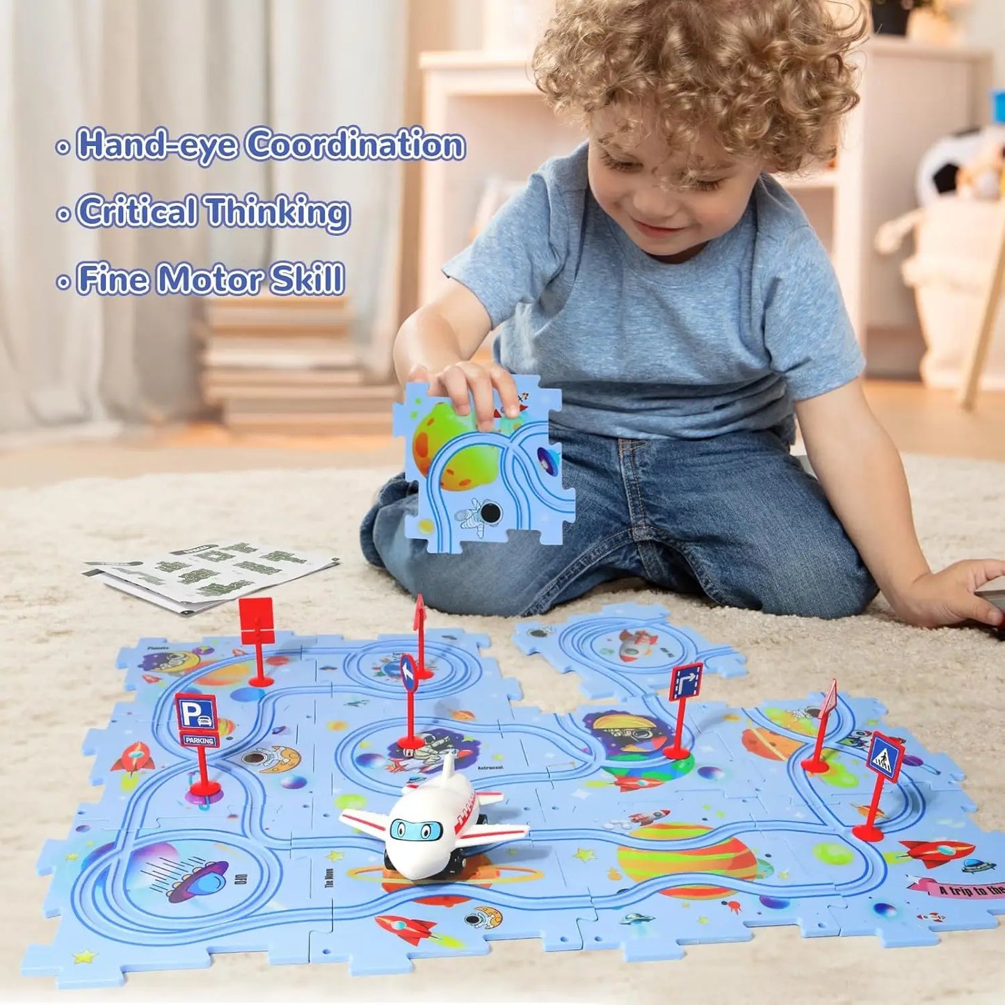 5-25Pcs DIY Assembly of Electric Track City Scene Children's Educational Track Car Puzzle Car Track Game Set Children's Gifts