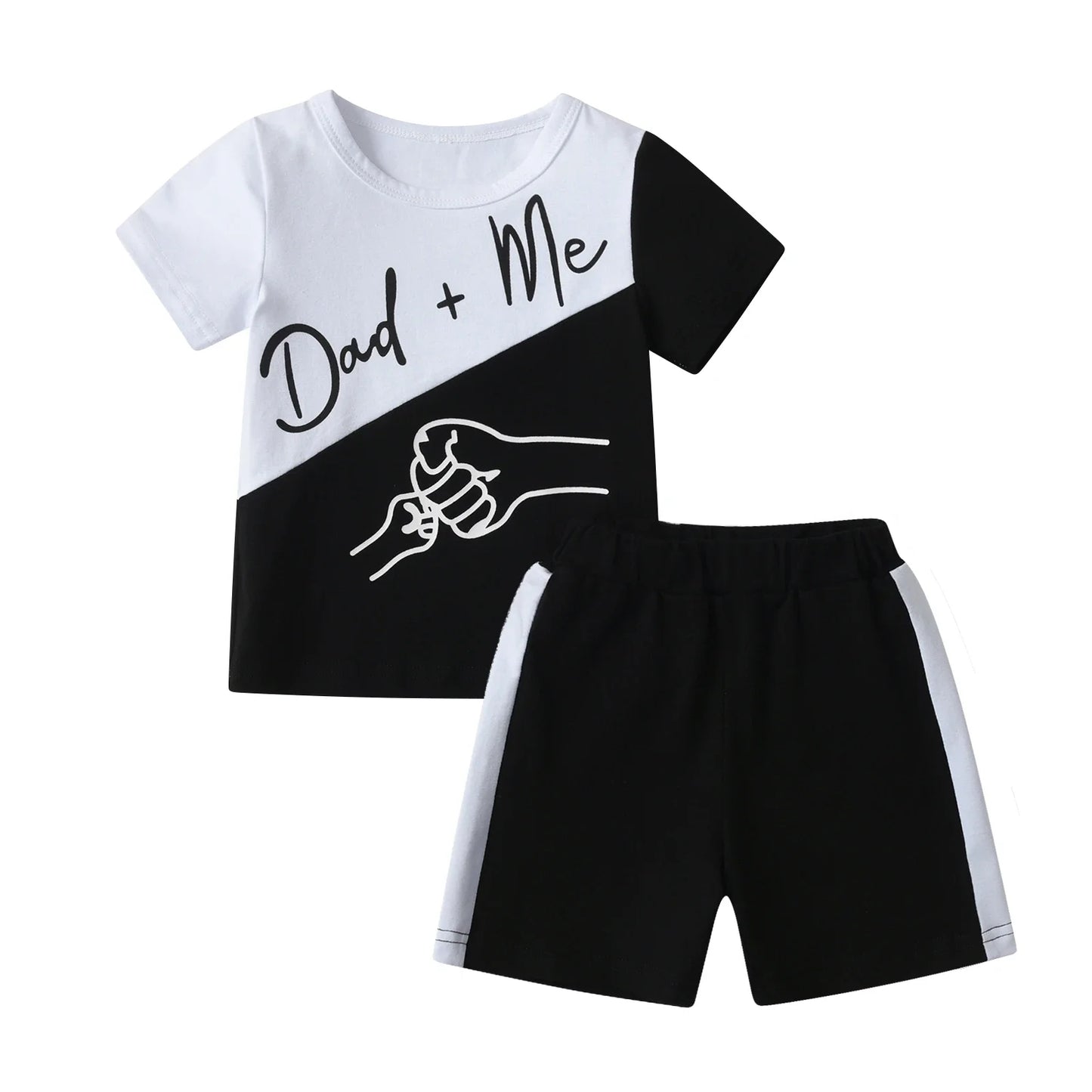 New Toddler Baby Boy Summer Short Sleeve Clothes Set for 1 2 3 4 Years Cute Printed Patchwork T-shirt Top and Short Pants