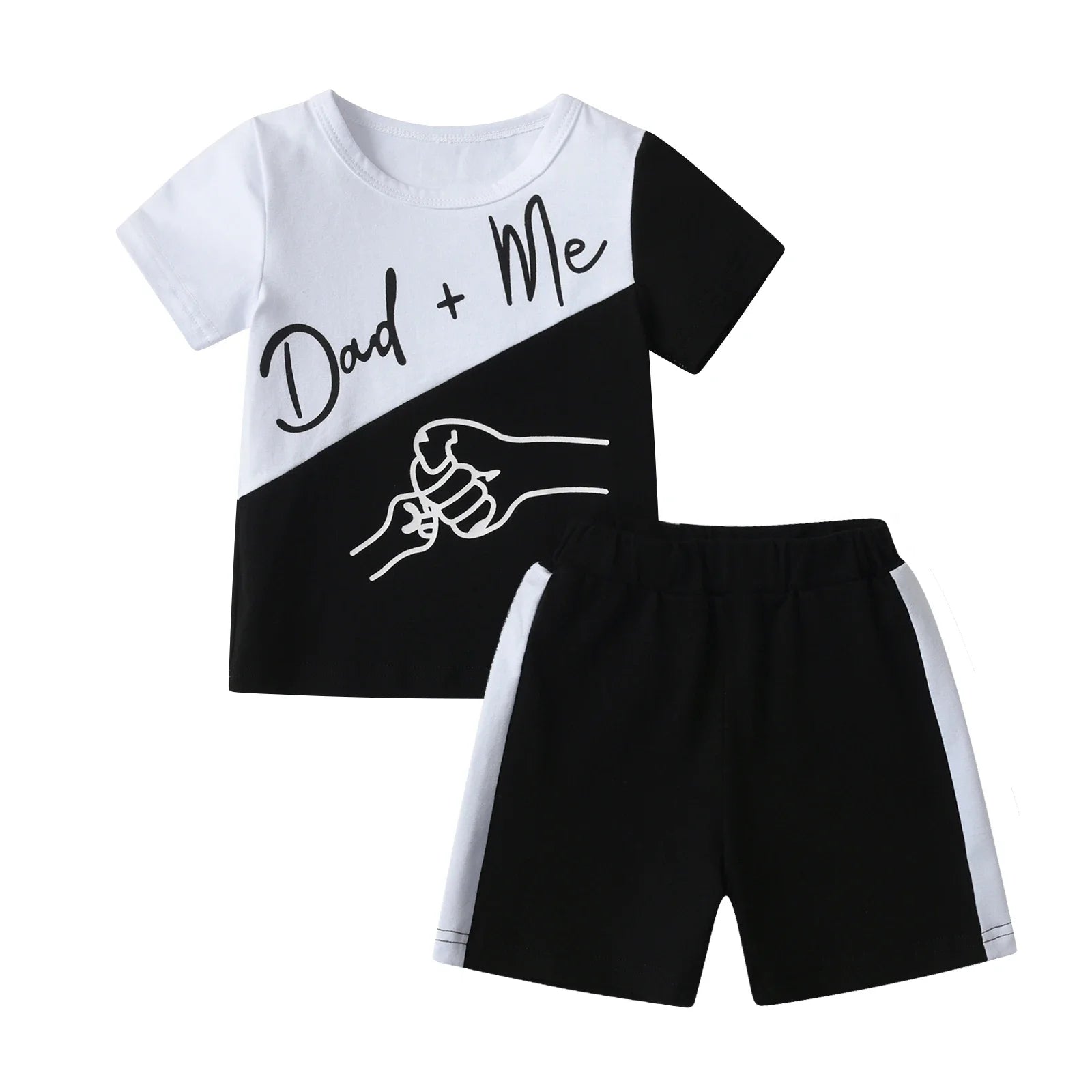 New Toddler Baby Boy Summer Short Sleeve Clothes Set for 1 2 3 4 Years Cute Printed Patchwork T-shirt Top and Short Pants 030-bai