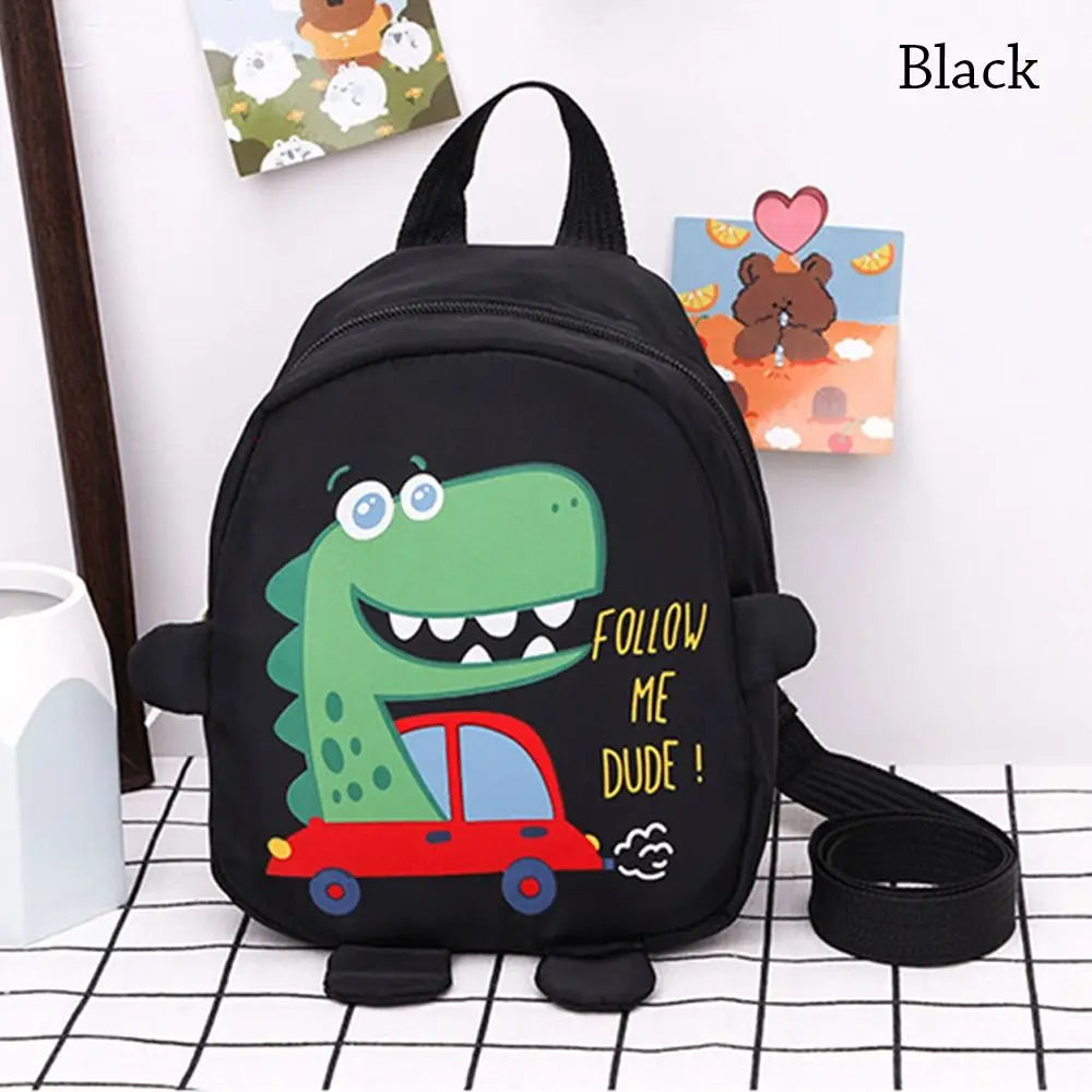 Boys Girls Cartoon Dinosaur Safety Harness Anti-lost Backpacks School Bags Toddler Rucksack Kindergarten Schoolbag black