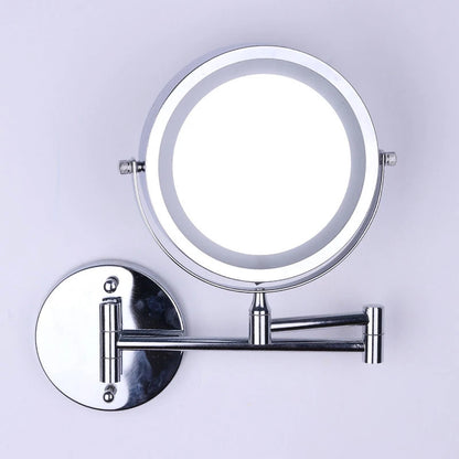 Wall Mounted Folding Arm Extend Bathroom Mirror With LED Light 10X Magnification Double Side Touch Dimming Makeup Mirrors Charging with light