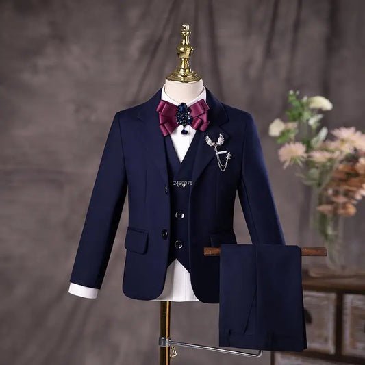 Flower Boys Navy Blue Wedding Suit | Kids Formal Tuxedo Set for Photographs, Birthdays, and Graduation