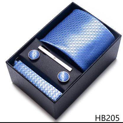 Mix Colors Wedding Gift Tie & Pocket Squares Set – 2023 New Style Necktie Box with Blue Paisley Design HB205