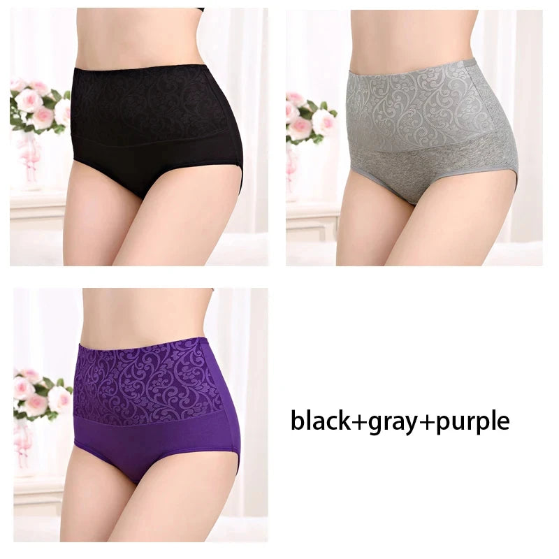 L-5XL Female Underwear Postpartum Recovery Briefs for Ladies High Waist Panties for Women Sexy Lingeries Plus Size 3Pcs/Lot NK81-BK-GR-PU