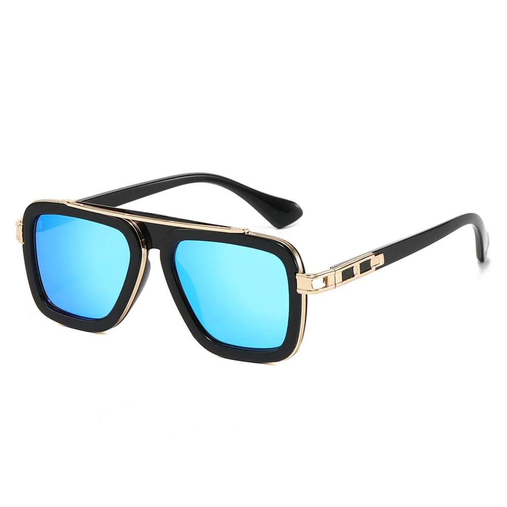 Retro Square Frame Sunglasses for Men - Stylish UV400 Protection Shades C4 Black