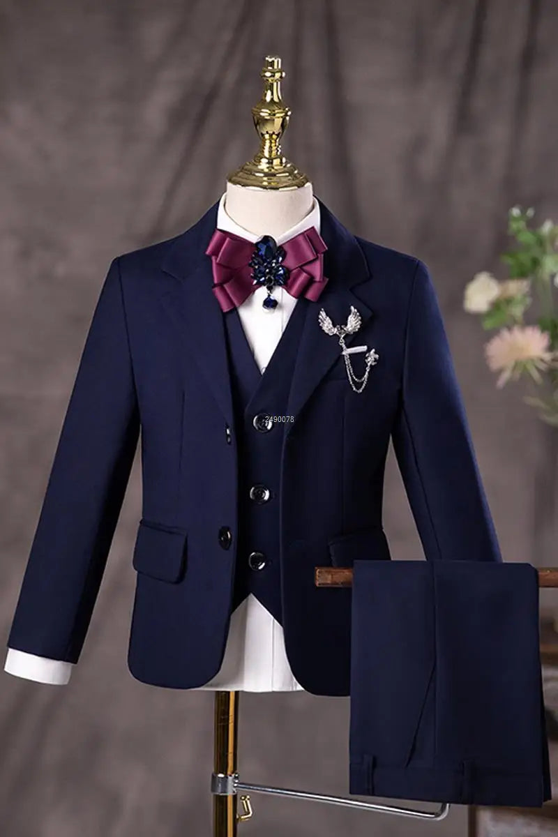 Flower Boys Navy Blue Wedding Suit | Kids Formal Tuxedo Set for Photographs, Birthdays, and Graduation