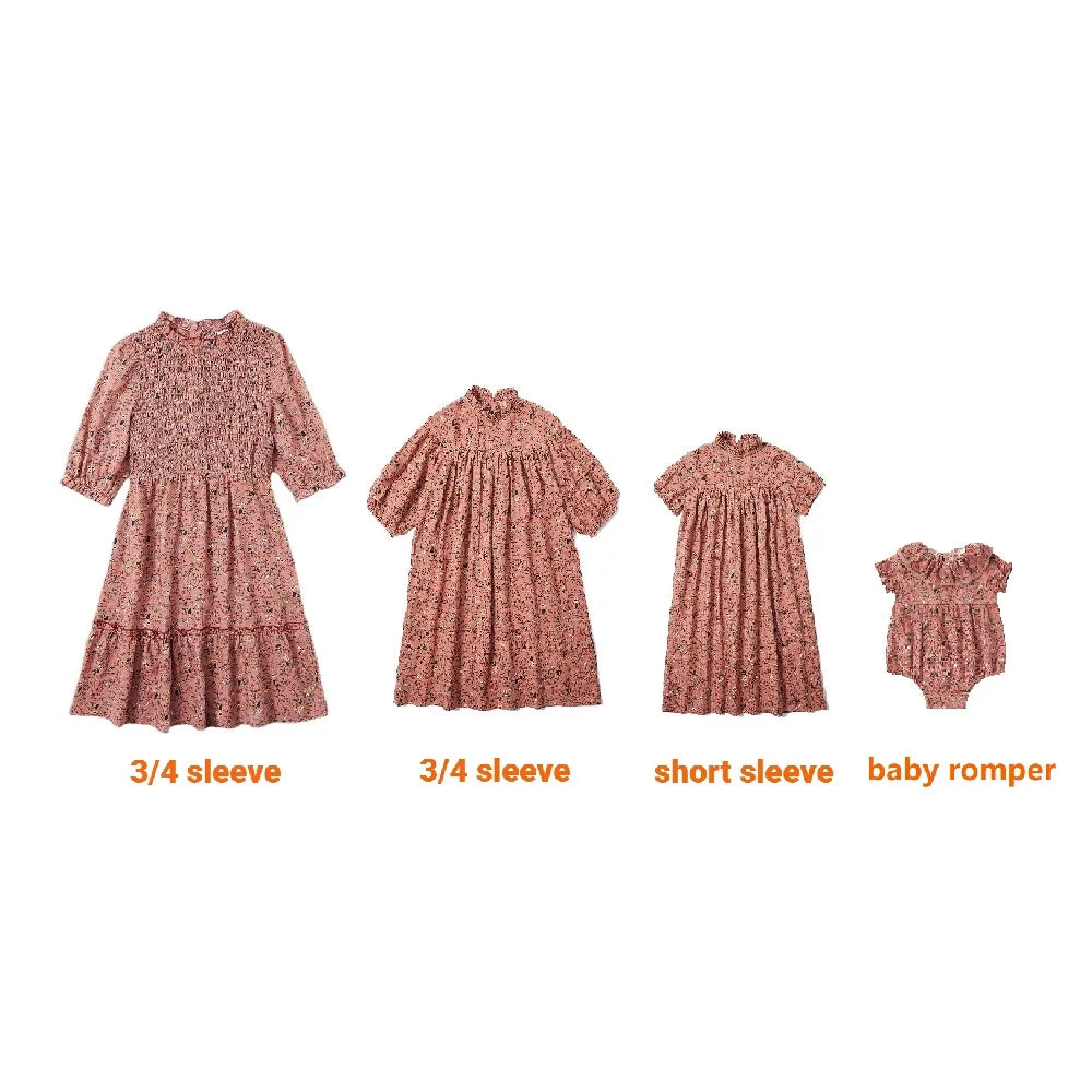 6M To 18Y Kids Baby Girls Teen Summer Dress Women Midi Dress Children Clothing Fashion Sisters Floral Baby Romper, #7001