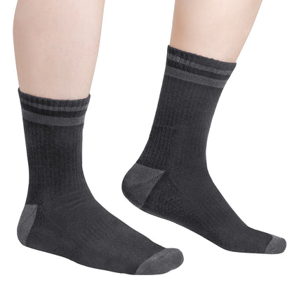 YUEDGE 5 Pairs Men's Black Cotton Crew Moisture Wick Breathable Cushion Work Casual Socks For Men Size 37-46 EU