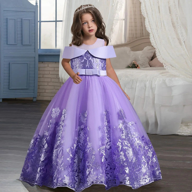 Flower Girl Communion Dress | Embroidered Princess Wedding Ball Gown as picture 5