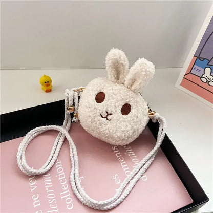 New Cute Little Rabbit Baby Girls Handbags Fashion School Bags for Girls Kids Small Shoulder Lunch Bags Child Girl Backpacks Beige