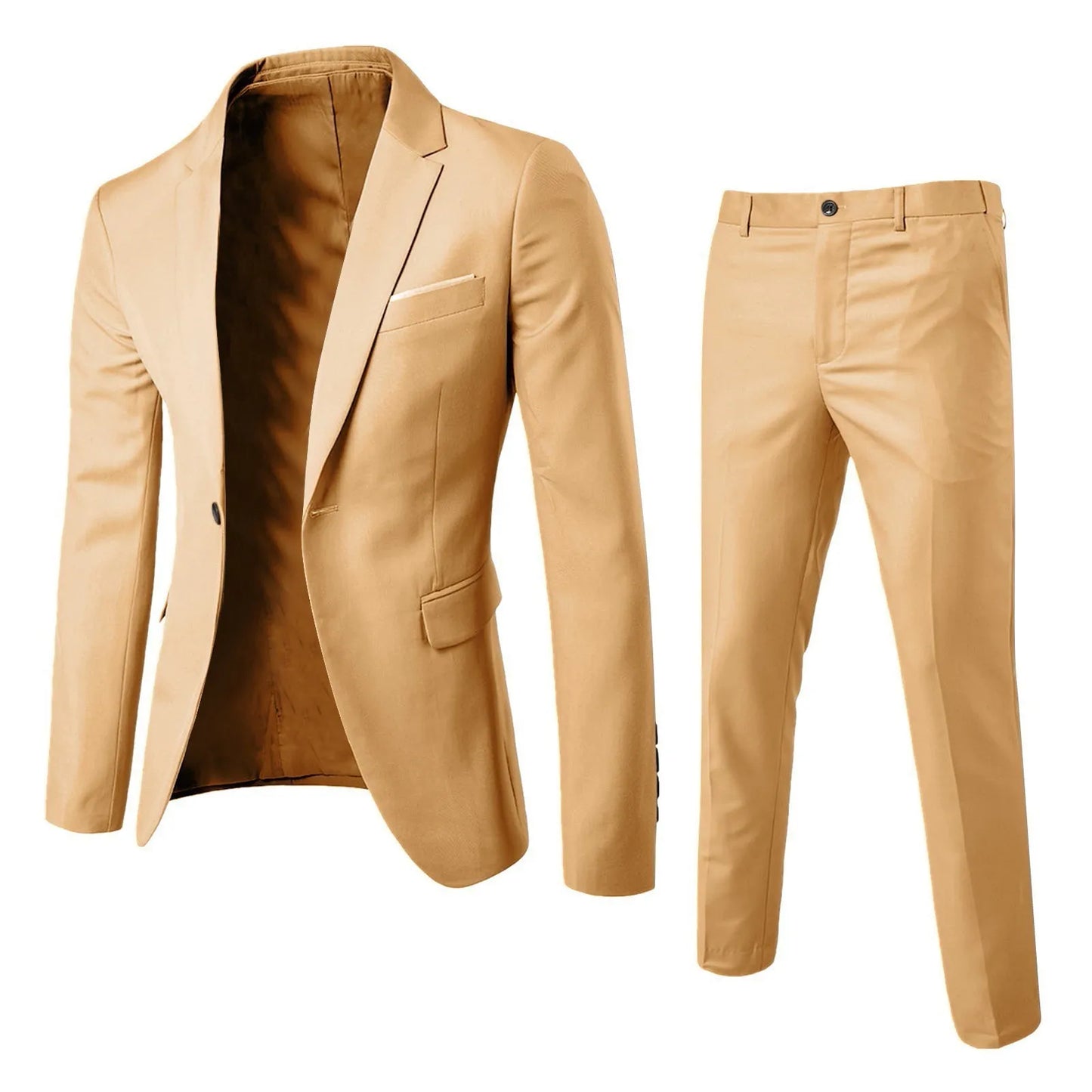 Men's Wedding Suit Elegant Blazer Pant Set Khaki United States