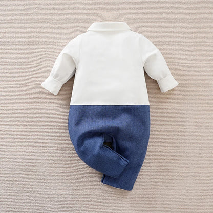 Newborn Clothes Handsome Gentleman Suit Party Formal Wear Comfortable Spring And Autumn Long Sleeved 0-18m Baby Jumpsuit