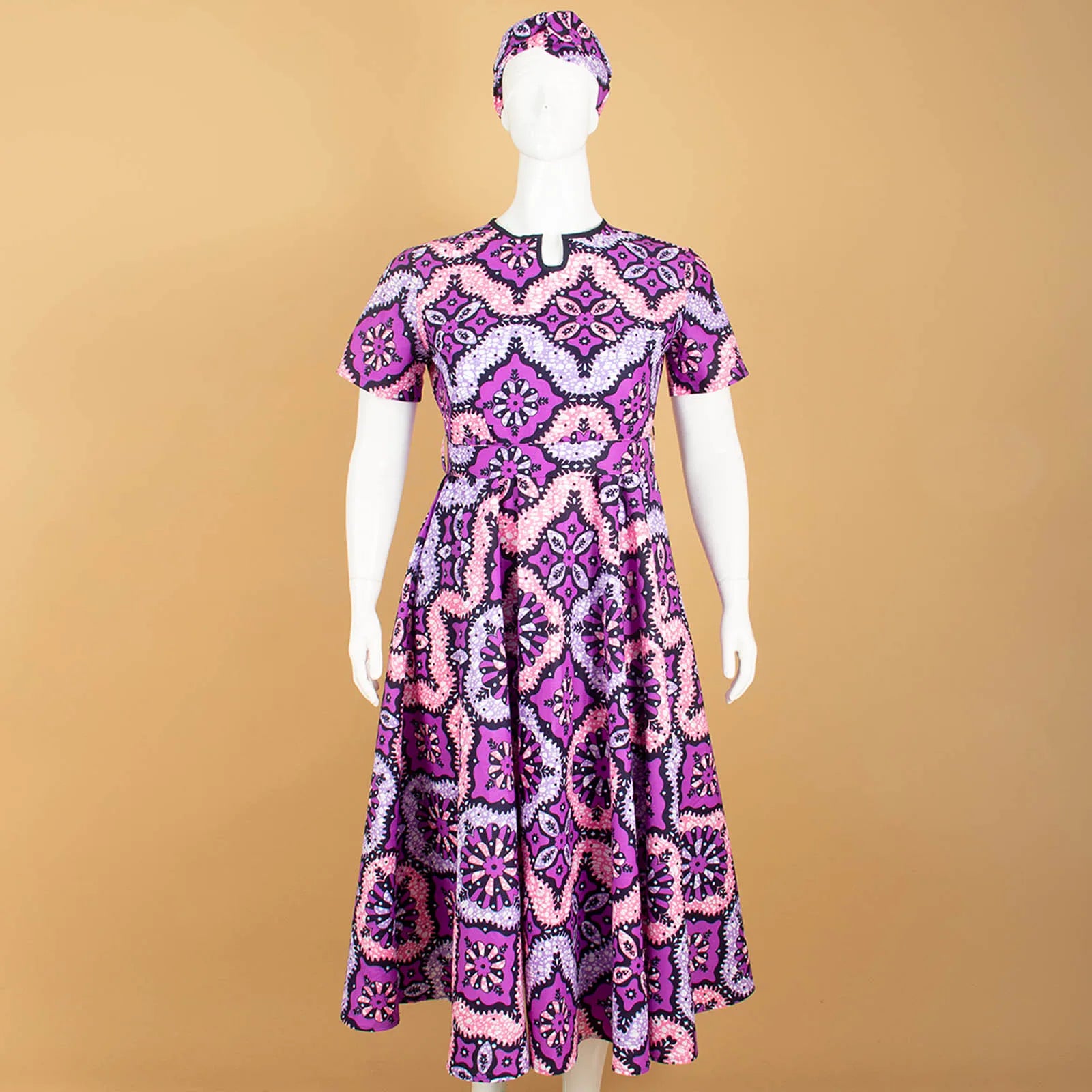 African Women Dress Dashiki Ankara Elegant Ladies Short Sleeves Dress Party Evening Prom with Headscarf Evening Dress Y2225024