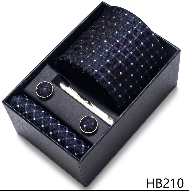 Mix Colors Wedding Gift Tie & Pocket Squares Set – 2023 New Style Necktie Box with Blue Paisley Design HB210