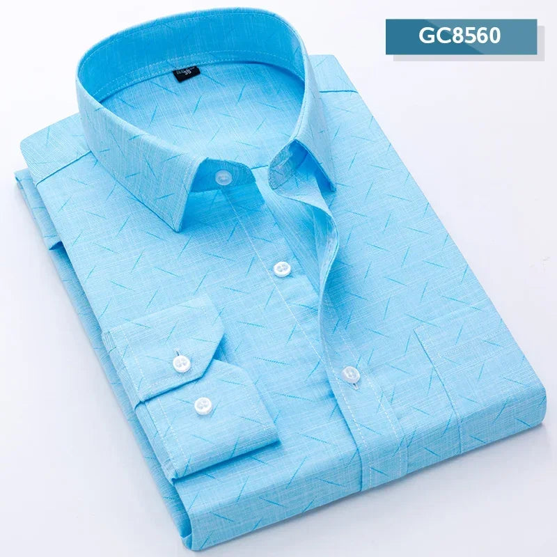 2024 Men's Casual Long Sleeve Slim Fit Button Down Shirt - Stylish Spring/Summer Wear GC8560