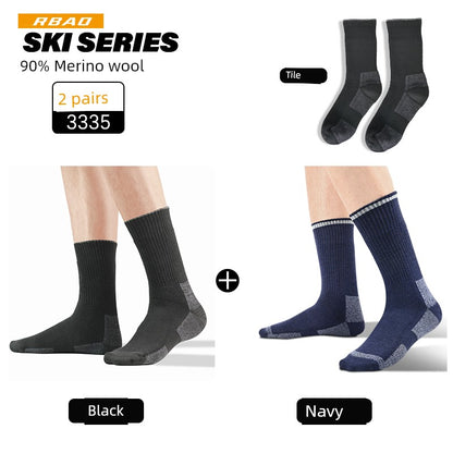 Merino Outdoor Skiing Mountain Climbing Knee Socks Wool Socks 3335 black + navy blue (90% merino wool)