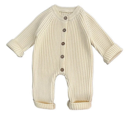 Personalized Solid Knitting Cotton Long Sleeve Outfit Toddler Baby Boys Girl Romper Spring Autumn Newborn Baby Girls Jumpsuit