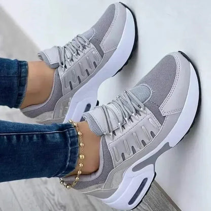 Women's Platform Sneakers | Comfortable Anti-Slip Mesh Running Shoes | Casual Plus Size Zapatillas De Mujer Gray