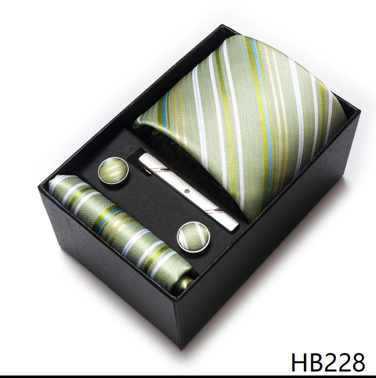 Mix Colors Wedding Gift Tie & Pocket Squares Set – 2023 New Style Necktie Box with Blue Paisley Design HB228