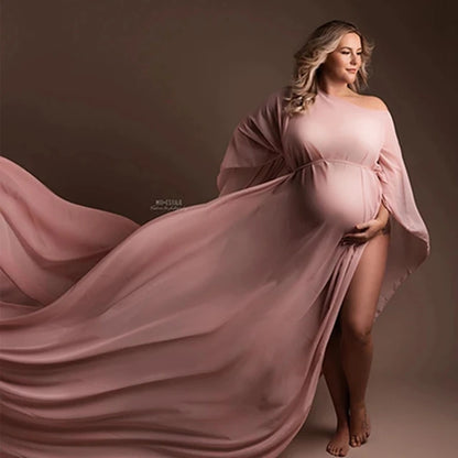 Maternity Photography Silk Gown Chiffon Cloak Dress for Baby Showers Cloak 1 One size