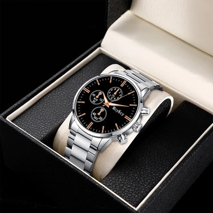 Men's Stainless Steel Wristband Watch Sport Chronograph Quartz WristWatch for men