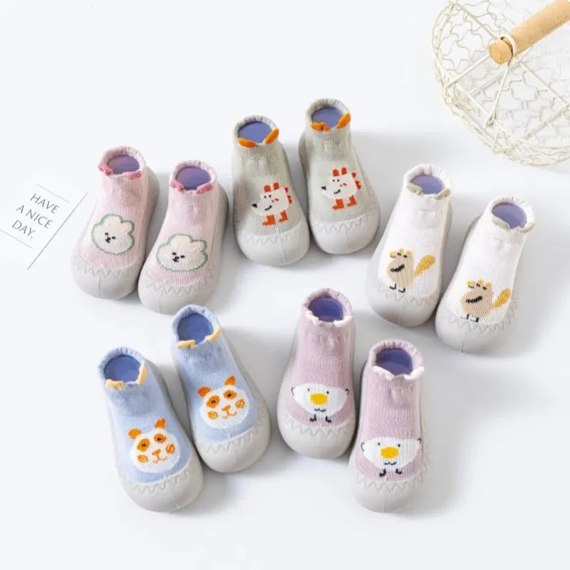 2024 New Rubber Sole Non-Slip Newborn Toddler Shoes Children's Socks Baby Indoor Shoes Cute