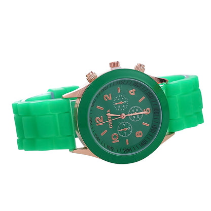 Fashion Women’s White Silicone Jelly Quartz Watch | Stylish Dress Wristwatch, Ideal Gifts for Girls Green