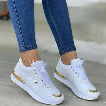 2024 Women's Lightweight Mesh Sneakers Lace Up Flat Shoes Classic Zapatillas De Mujer A-White-women-shoes