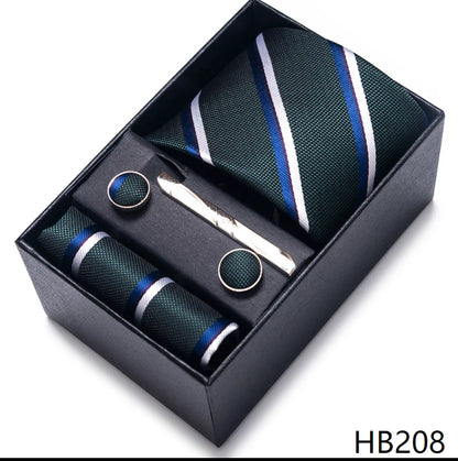 Mix Colors Wedding Gift Tie & Pocket Squares Set – 2023 New Style Necktie Box with Blue Paisley Design HB208