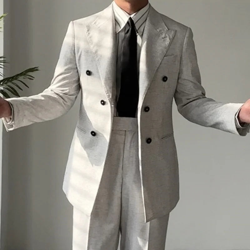 Double Breasted Suit 2 Pieces High Quality for Men