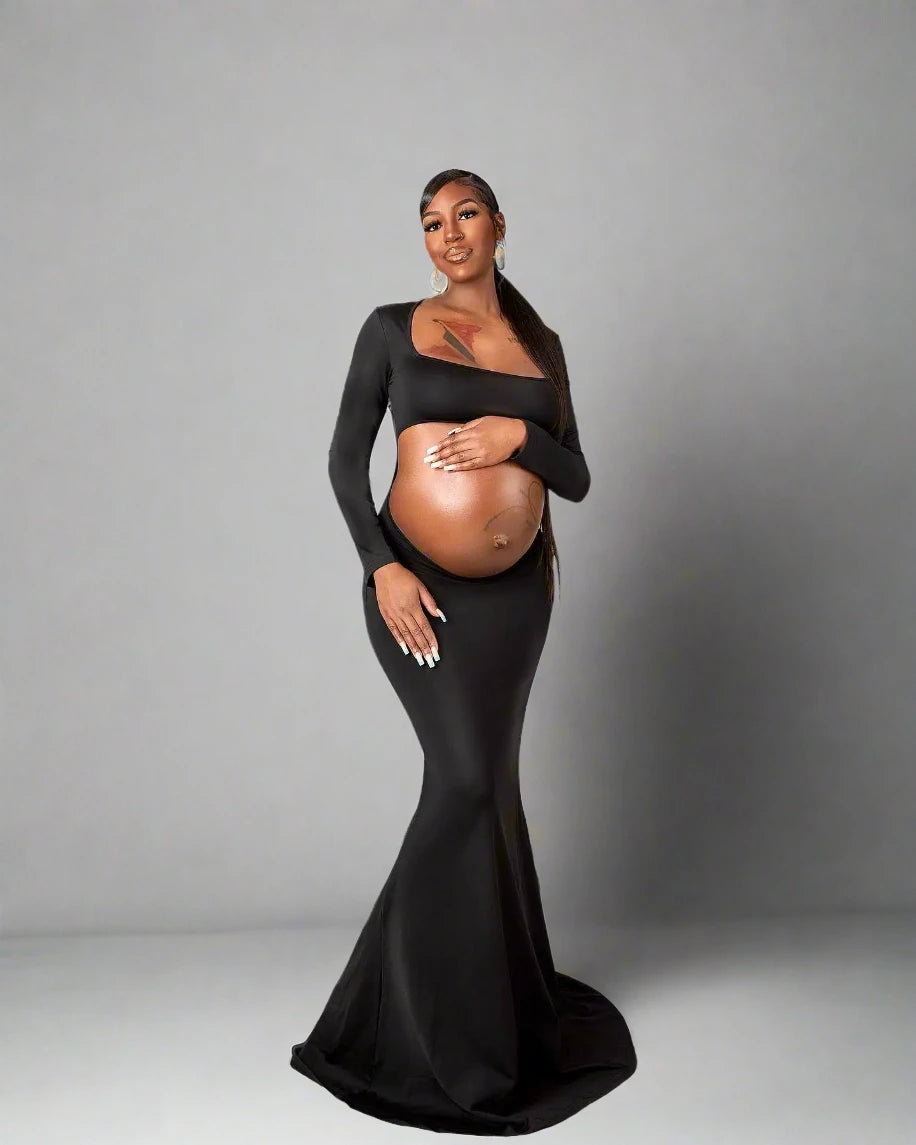 Stunning Maternity Maxi Dress - Cut-Out Details & Open Back for Bump Beauty