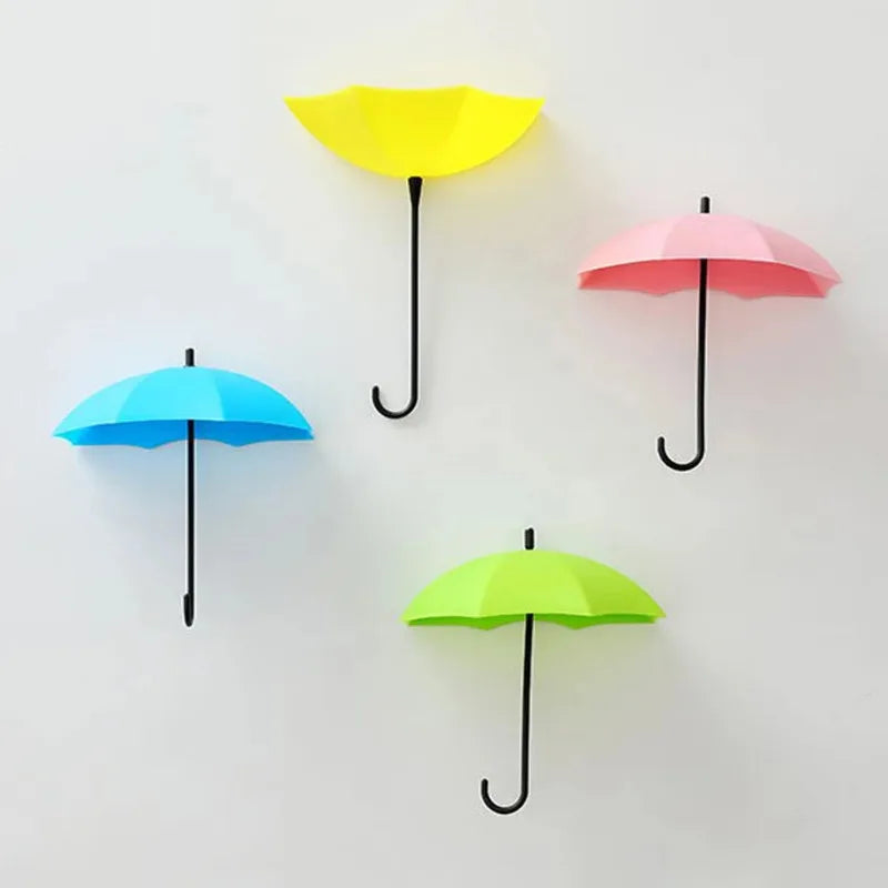 Creative New Arrival 3Pcs Umbrella Wall Hooks Cute Decor Bag Hanger Key Rack Holder Bathroom Kitchen Christmas Home Decoration